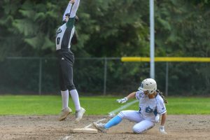 action shot at a woman's softball game